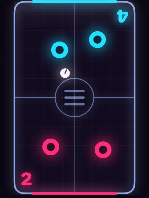 Doubles on an iPad — four mallets, a lane each, one big slab of neon between four people.