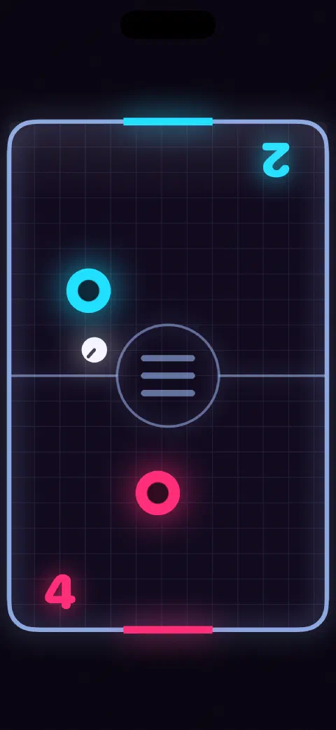 Mid-rally: mallets under your thumbs, a white-hot puck between you, first to seven.